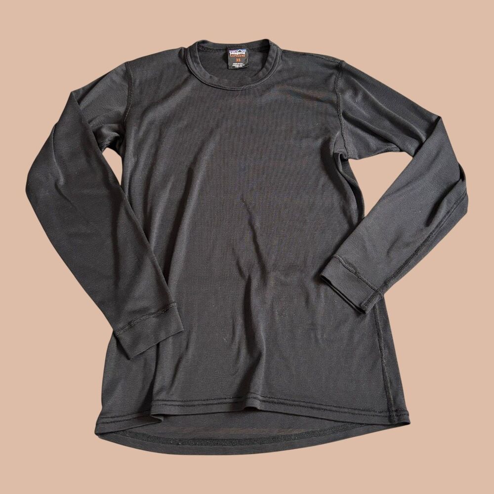 Patagonia T Shirt Womens XS Black Capilene Long Sleeve Base Layer